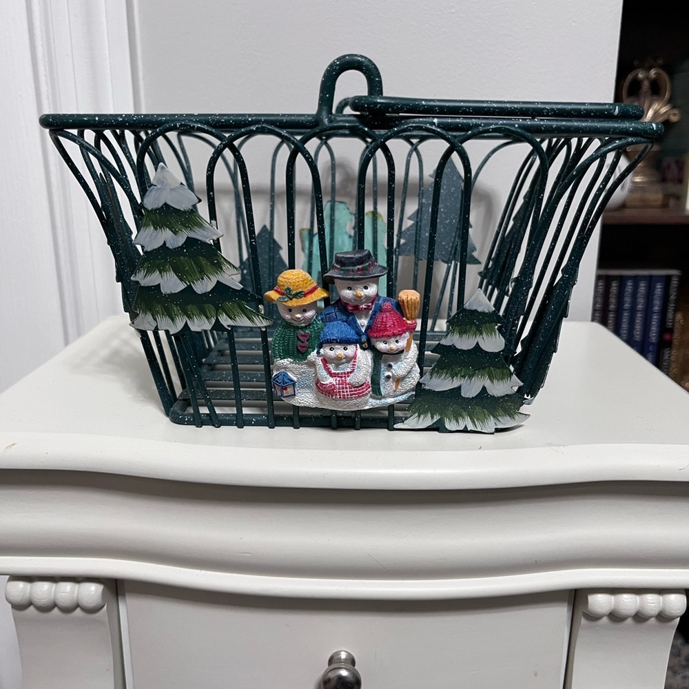 Festive Snowman Wire Basket